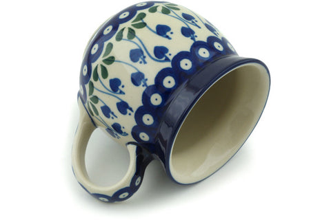Polish Pottery 16 oz Bubble Mug Bleeding Heart Peacock