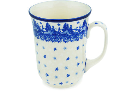 Polish Pottery Bistro Mug Blue Winter