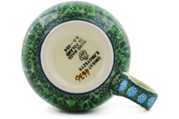 Polish Pottery 8 oz Bubble Mug Green Prairie UNIKAT