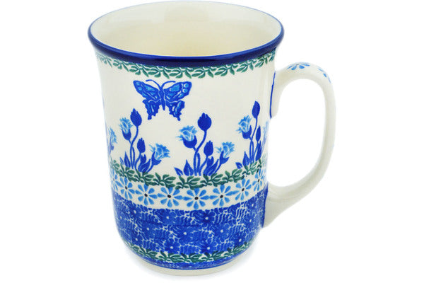 Polish Pottery Bistro Mug Blue Butterfly