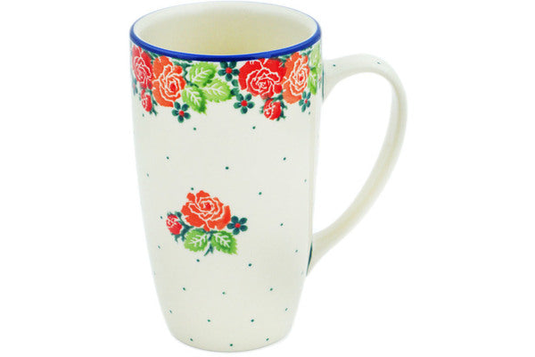 Polish Pottery Latte Mug In The Rose Garden