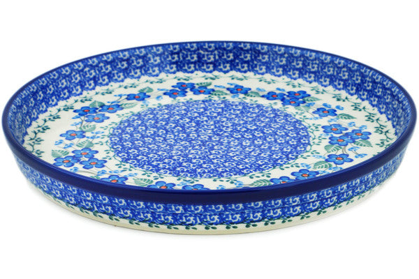 Polish Pottery 10" Cookie Platter Blue Blossom