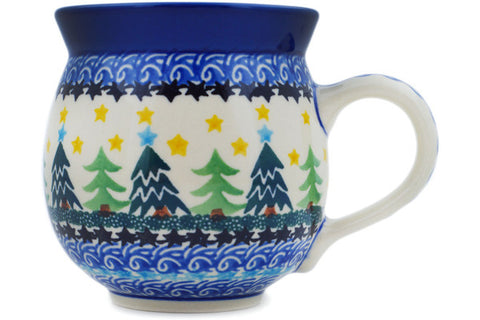 Polish Pottery 12oz Bubble Mug Christmas Evergreen