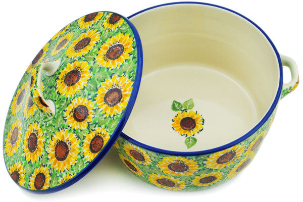Polish Pottery 8-inch Dutch Oven Sunflower Bliss UNIKAT