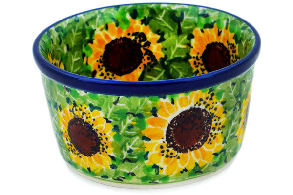 Polish Pottery Small Ramekin Bowl Sunflower Bliss UNIKAT