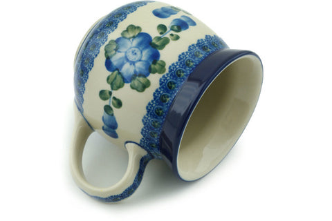 Polish Pottery 16 oz Bubble Mug Blue Poppies