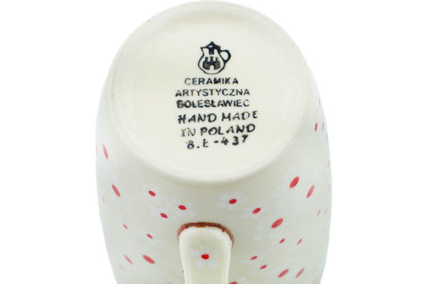 Polish Pottery Latte Mug White Blossoms