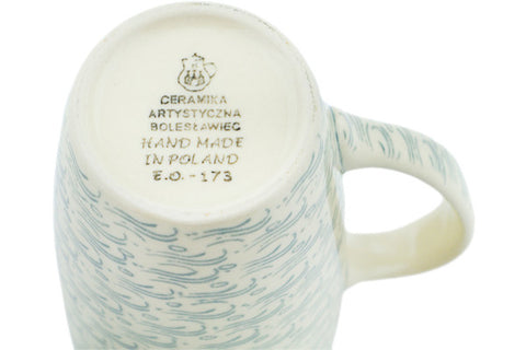 Polish Pottery Latte Mug Blue Maple River