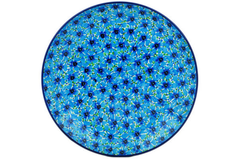 Polish Pottery 10½-inch Dinner Plate Blue Bachelor Buttons UNIKAT