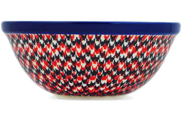 Polish Pottery Cereal Bowl Red Houndstooth