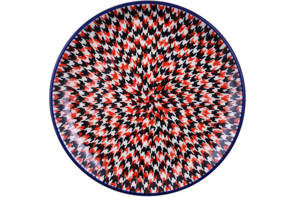 Polish Pottery Toast Plate Red Houndstooth
