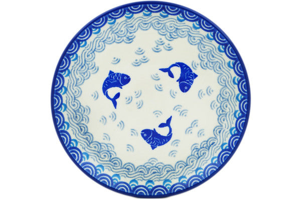 Polish Pottery Toast Plate Blue Herring Waters
