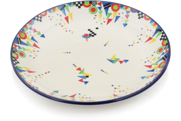 Polish Pottery 10½-inch Dinner Plate Triangles, Circles And Squares UNIKAT