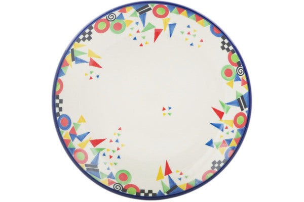 Polish Pottery Dessert Plate Triangles, Circles And Squares UNIKAT