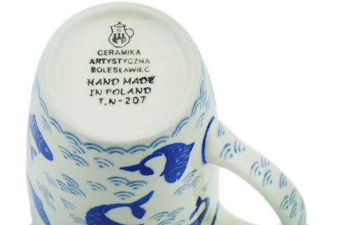 Polish Pottery Latte Mug Blue Herring Waters