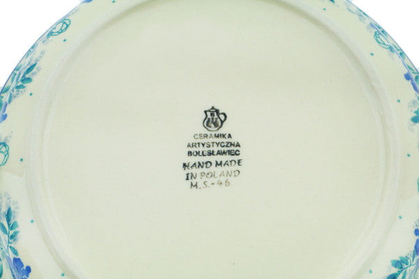 Polish Pottery Medium Round Baker with Handles Spearmint Rose