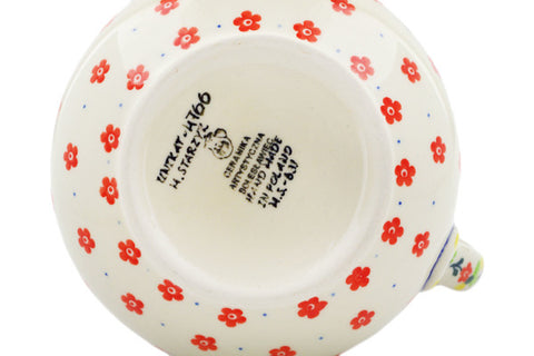 Polish Pottery 34 oz Pitcher Floral Puzzles UNIKAT