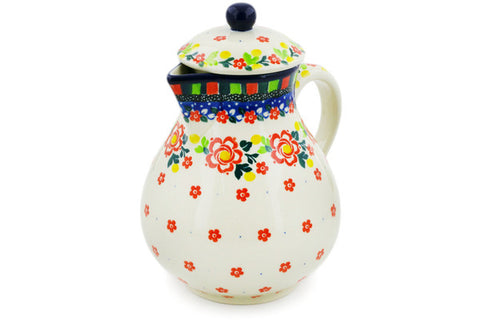 Polish Pottery 34 oz Pitcher Floral Puzzles UNIKAT