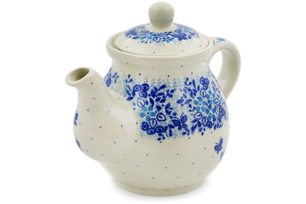 Polish Pottery 20 oz Tea or Coffee Pot Delicate Blue UNIKAT