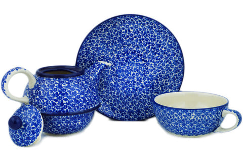 Polish Pottery 22 oz Tea Set for One Choppy Waters