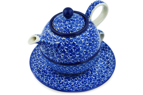 Polish Pottery 22 oz Tea Set for One Choppy Waters