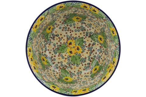 Polish Pottery 12-inch (8 quarts) Mixing Bowl Country Sunflower UNIKAT