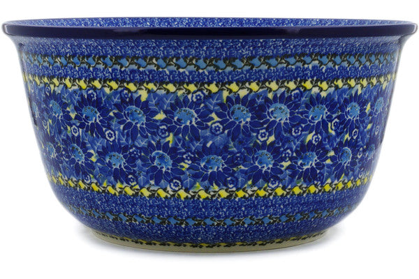 Polish Pottery 12-inch (8 quarts) Mixing Bowl Deep Blue UNIKAT