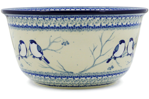 Polish Pottery 12-inch (8 quarts) Mixing Bowl Waiting Birds UNIKAT