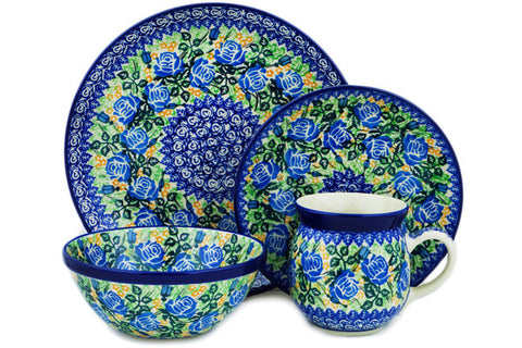 Polish Pottery 4-Piece Place Setting English Rose UNIKAT