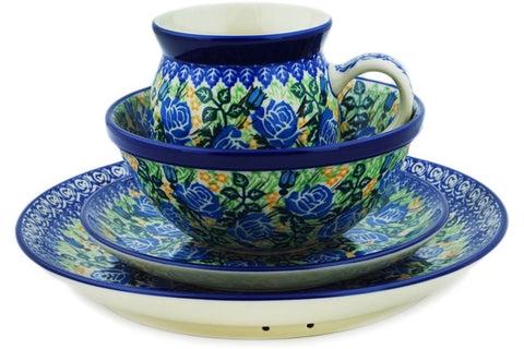 Polish Pottery 4-Piece Place Setting English Rose UNIKAT