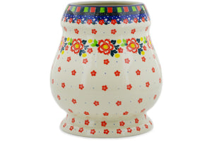 Polish Pottery 9" Vase Floral Puzzles UNIKAT