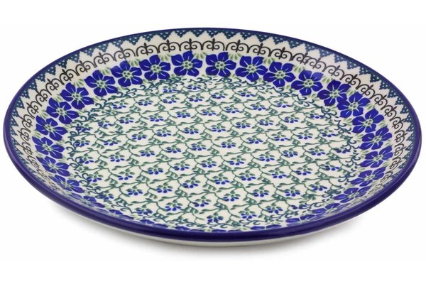 Polish Pottery 10½-inch Dinner Plate Blue Dogwood