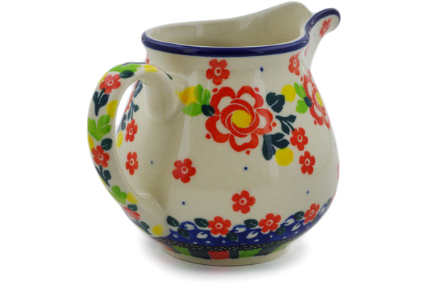 Polish Pottery 8 oz Creamer Floral Puzzles UNIKAT