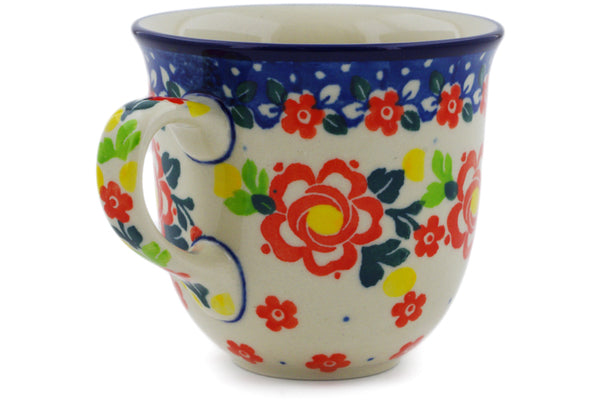 Polish Pottery 6 oz Cup Floral Puzzles UNIKAT