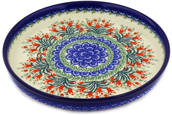 Polish Pottery 10" Cookie Platter Crimson Bells