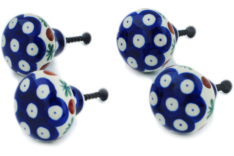 Polish Pottery Set of 4 Drawer Pull Knobs Mosquito