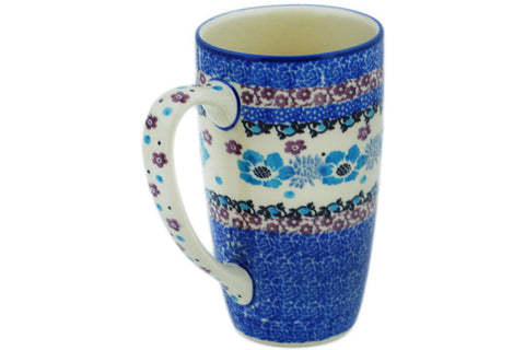 Polish Pottery Latte Mug Blooming Blues