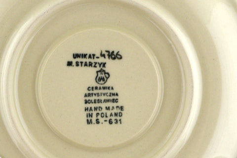 Polish Pottery 10 oz Cup with Saucer Floral Puzzles UNIKAT