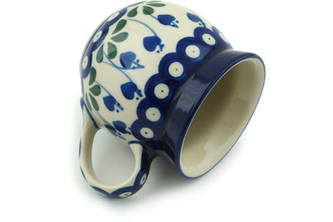 Polish Pottery 8 oz Bubble Mug Bleeding Heart Peacock