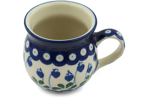 Polish Pottery 8 oz Bubble Mug Bleeding Heart Peacock