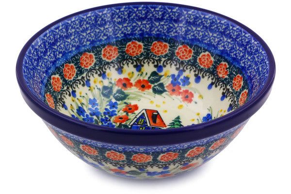 Polish Pottery 6" Bowl Blue Escape UNIKAT