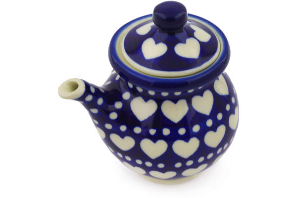 Polish Pottery 7 oz Creamer with Lid Heart To Heart