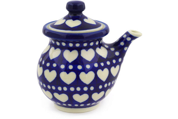 Polish Pottery 7 oz Creamer with Lid Heart To Heart