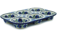 11 Muffin Pan - Sunburst Daisies — Polish Pottery House