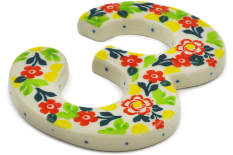 Polish Pottery 4-inch House Number THREE (3) Floral Puzzles UNIKAT