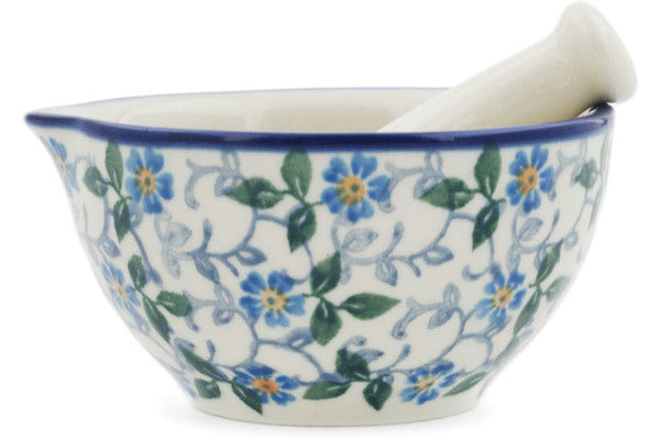 Polish Pottery Small Mortar and Pestle Summer Wind