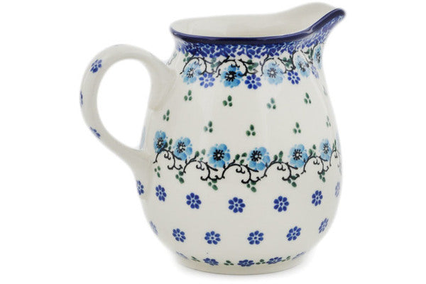 Polish Pottery 17 oz Pitcher Blue Flowers Harmony