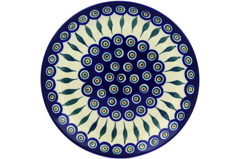 Polish Pottery 10½-inch Dinner Plate Peacock Leaves