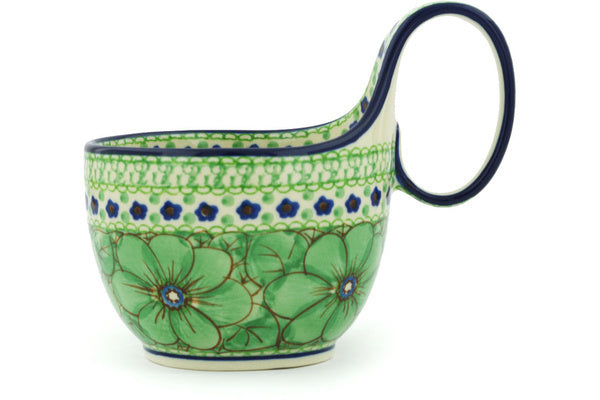 Polish Pottery 16 oz Bowl with Loop Handle Key Lime Dreams UNIKAT