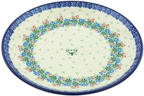 Polish Pottery 10½-inch Dinner Plate Texas Longhorn Wildflower